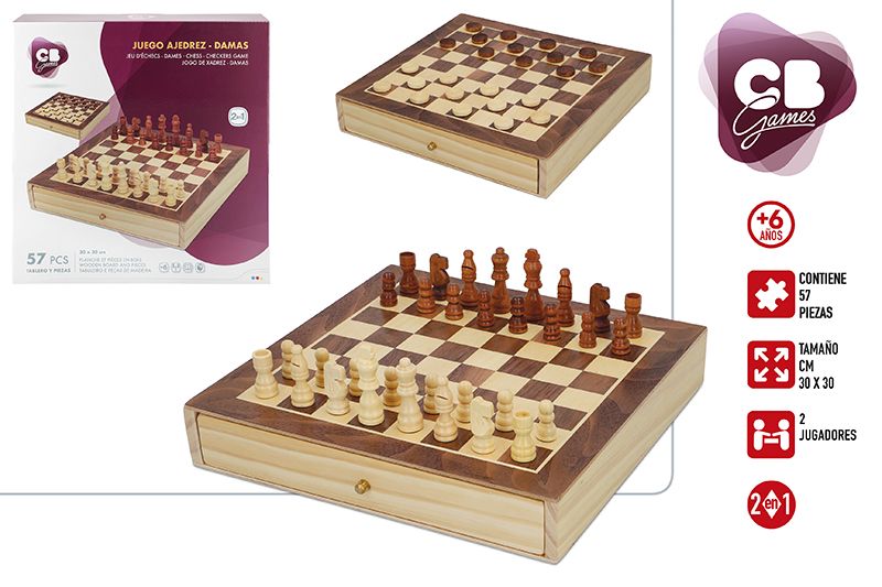 JUEGO AJEDREZ+DAMAS MADERA 45594 - N84624