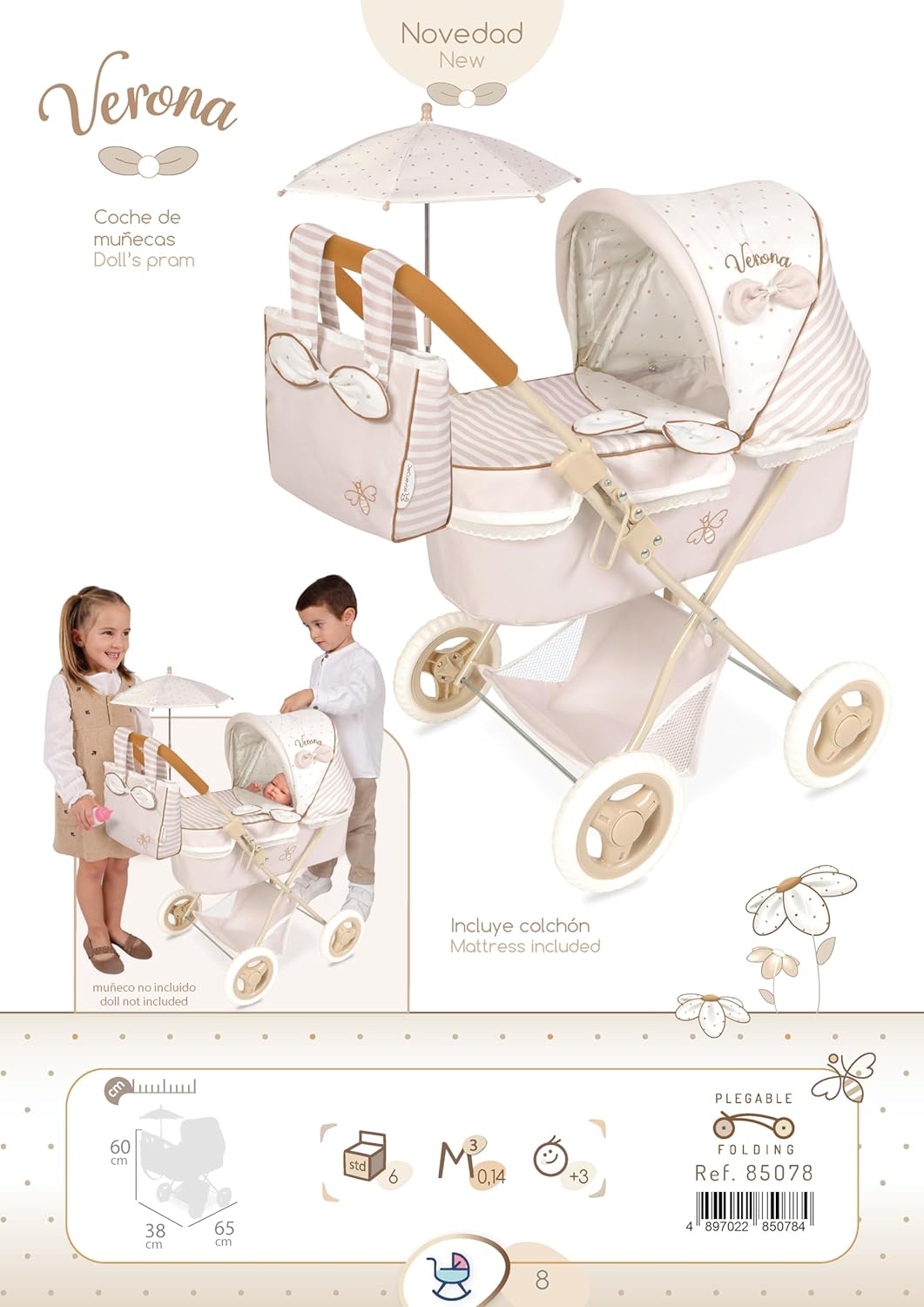 COCHE MUÑECA PLEGABLE C/SOMBRILLA 85078 - N24824